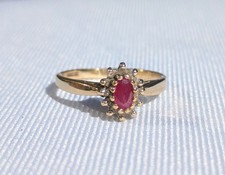 9k Gold Ruby and Diamond Ring Vintage Antique