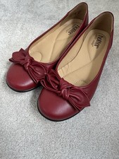 NEW HOTTER , COMFORT CONCEPT, RED 'JEWEL' LEATHER BALLET STYLE SHOES SIZE 5 STD