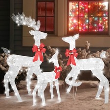 Christmas LED Reindeer Family Decoration Light Up Ornaments Outdoor Large Xmas