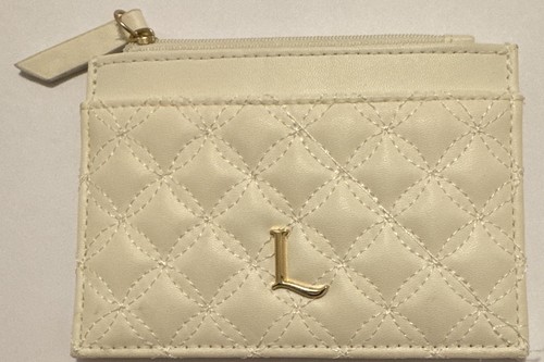Cream quilted card wallet - quilted,