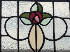 Decorative Renovated Compact Edwardian Stained Glass Window Panel