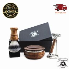 Men Shaving Kit Wood Badger