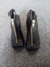 Faux Leather Black Open Toe