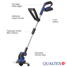 Qualtex 24v Cordless Garden Grass Trimmer Telescopic Lawn Edge Cutter Strimmer