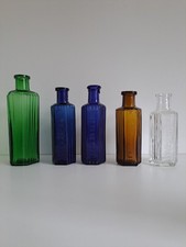 Antique glass poison bottles - antique, glass,