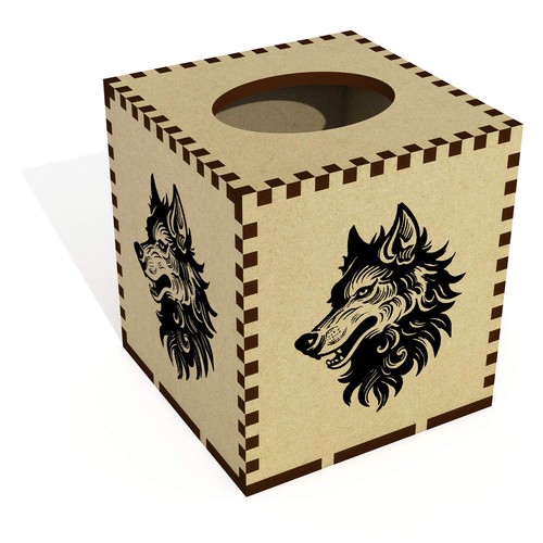 Square tribal wolf head - square, head'