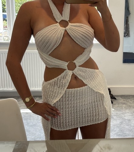 Women white halter - halter, cut-out