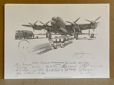 Nicholas Trudgian 617 and 49 sqd aviation Art Print RAF Lancaster 16 Crew signed