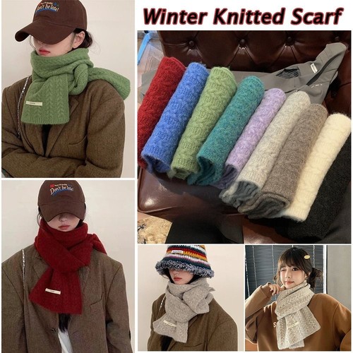 Wool blend knitted cable scarf - blend,