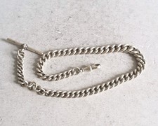 NICE ANTIQUE SOLID SILVER ALBERT  / WATCH CHAIN.  51gm  L. 36 . 5 cm  BIRM. 1899