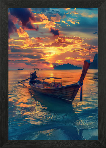 Thai fisher boat sunset - at,