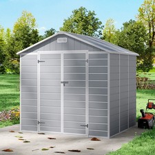 8×6FT Garden Shed Plastic Bike Tool Storage House with Lockable Double Doors UK