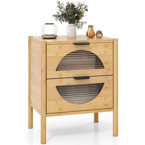 Bamboo nightstand mid - nightstand, mid-century