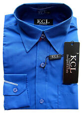 Shirt Plain Formal Party Wedding Long Sleeve Boys Blue Kids New Age 1 - 15 Years