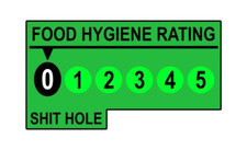 x 1 Food hygiene shi* hole funny rude vinyl laminated sticker weather proof