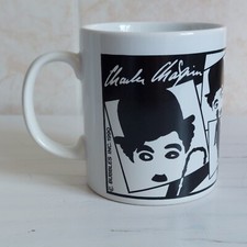 Vintage Kilncraft Charlie Chaplin Mug Ceramic White Black 1990 #2 Movie Artist