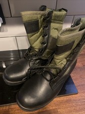 German Army Black Leather Boots Canvas Upper Military Surplus Combat Boot Jungle