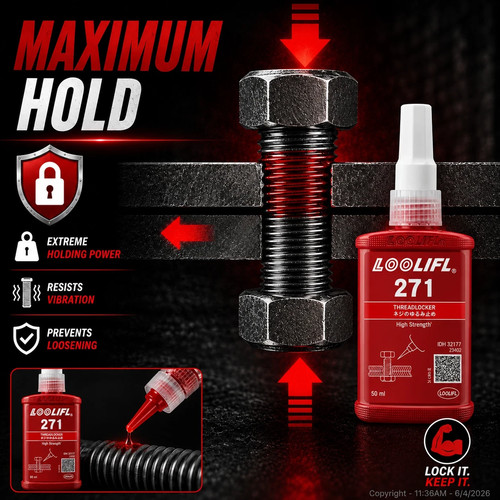 Red 271 thread lock bolt - thread,