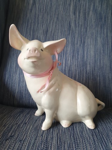 Large ceramic pig statue hand - ceramic,