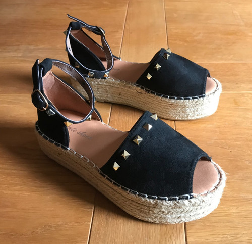 Black studded ladies - black, platform