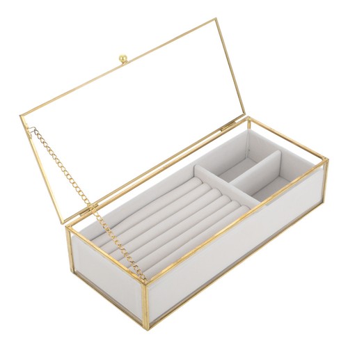 Golden frame glass jewelry - golden, box