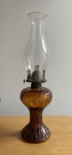 Vintage Amber Glass Oil Lamp