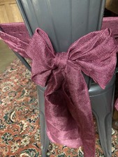 Claret Burgundy Wedding Chair Bows. Hessian. Party Chair Bows X 60. 240cm X 20cm