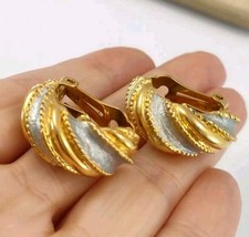 Vintage 1970s Decorative Numbered Half Hoop Earrings Gold Plated Number  Sphinx?