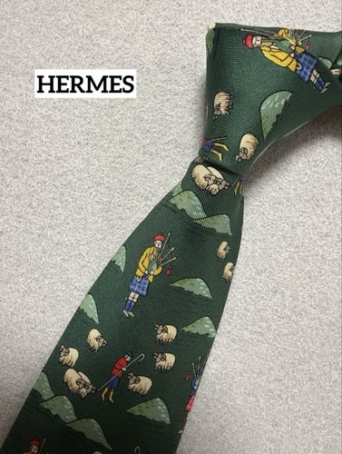 Hermes tie green sheep - hermes,