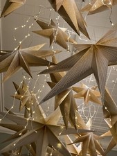 50cm Gold & White Hanging Paper Star Lamp Shade Lantern Christmas Decoration