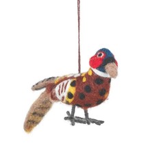 Handmade felt pheasant hanging - handmade,