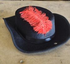 Adult Size Black Musketeer Hat with Red Feather