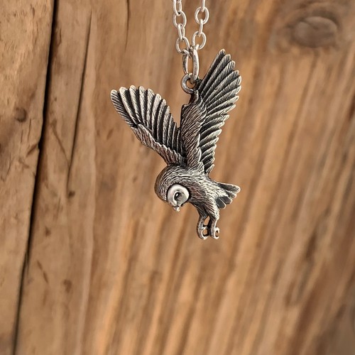 Flying owl pendant necklace - flying,