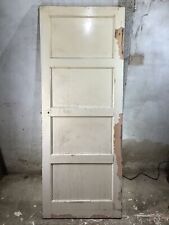 29 5/8"X 77" 1950s 1960s Internal Painted Pine Four Panel Door horizontal Old