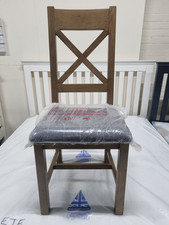 New 8 x Assembled Solid Rustic Oak Cross Back Dining Chairs *Furniture Store*