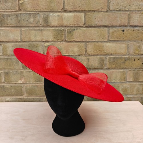 Red large fascinator wedding - red,