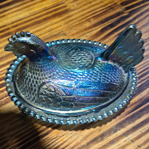Blue iridescent carnival glass - carnival,