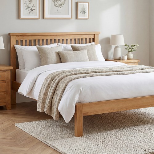 Oak double bed - 6in, bedroom