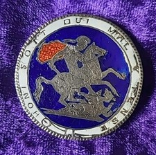 Antique George 111 Enameled Silver Crown Coin Brooch