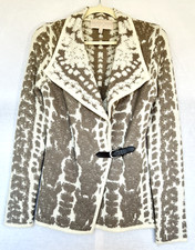 Angora Cardigan Small Light Brown Ivory Soft Blended Yarn FENN WRIGHT MANSON