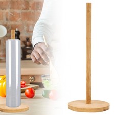 Wooden Roll Paper Towel Holder Tissue Vertical Stand Paper Kitchen Storage Rack