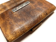 GUCCI VINTAGE PYTHON SNAKE SKIN PATTERN WALLET LOGO BIFOLD COIN ITALY BROWN