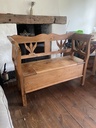 Pine vintage monks bench - pine,