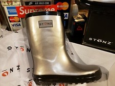Stonz METALLIC GREY Girls Winter Rubber Waterproof Rain Boots 4T / 21 EUR