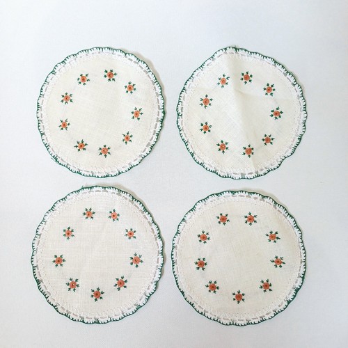 Doilies set white green - doilies,