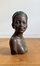 Vintage 50s African Lady Chalkware Bust French Belgian Pos. Egisto Carli 26cm