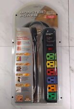 NOS Monster Power AV600 Audio Video Surge Protector 6 MultiColor Labeled Outlets