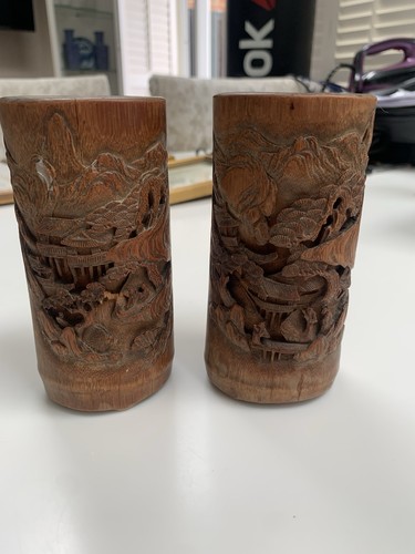 Pair vintage hand - of, carved