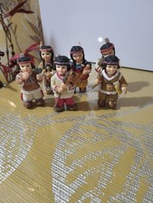 6 x Small Resin American Native American Indian Children Sculptures Figures 