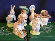 BESWICK Beatrix Potter  Set of 6 BP9b gold accent figures. peter rabbit etc